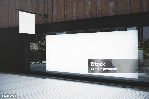 Empty Showcase With Billboard Stock Photo - Download Image Now - Store Window, Store, Street