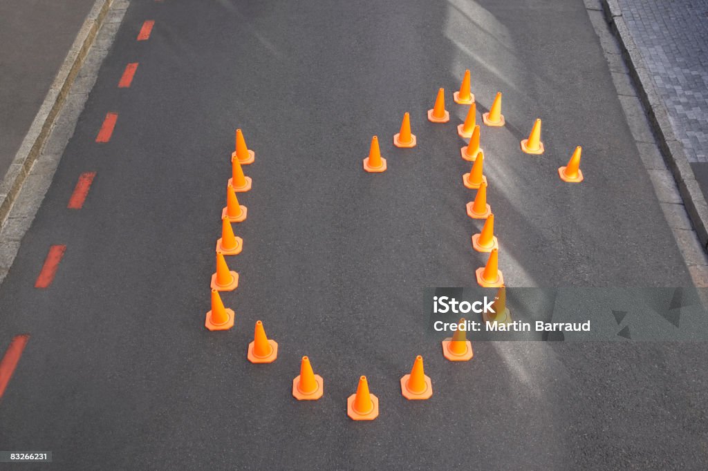 Traffic cones in u-turn formation  U Turn Stock Photo