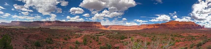 Red mesa rock formation in the desert outside of Moab, Utah