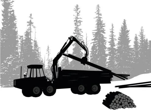 Vector illustration of Logging Truck