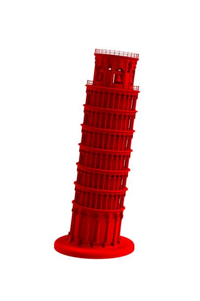 istock Red leaning tower of pisa on white background, 3D rendering 832765342
