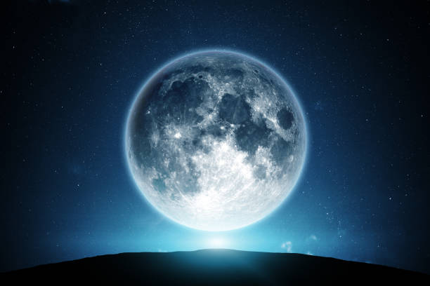 Moon and night sky stock photo