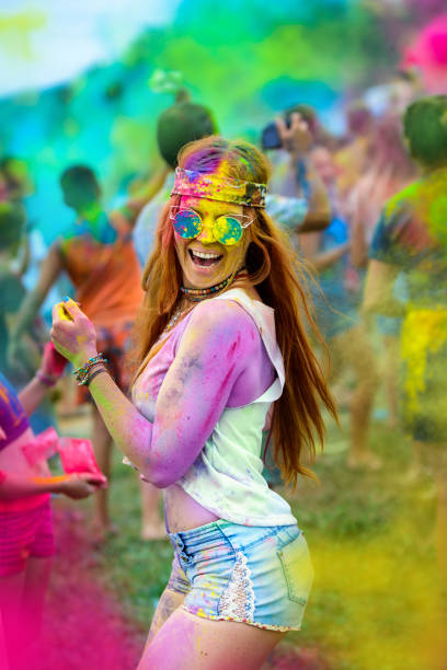 istock Holi painted girl 832834194