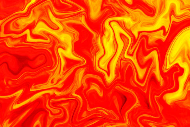 istock Red yellow color mix background. Orange marbling digital illustration 832839390