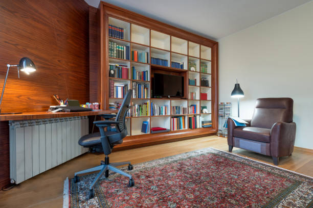 istock Bookshelf in the living room interior 832861608