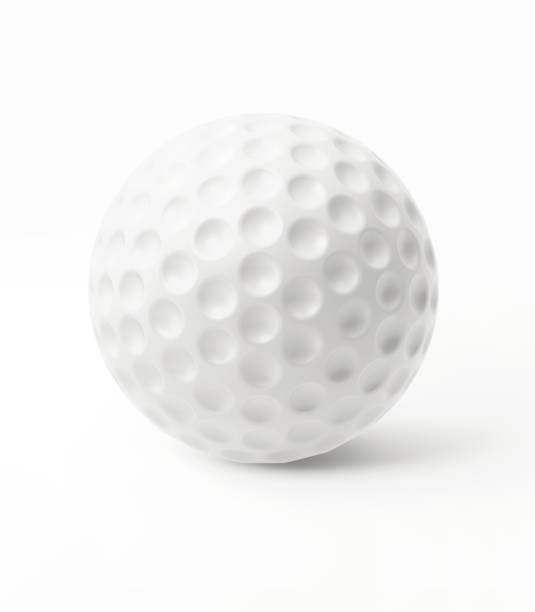 branco golf ball isolado no fundo branco - golf ball circle ball curve - fotografias e filmes do acervo