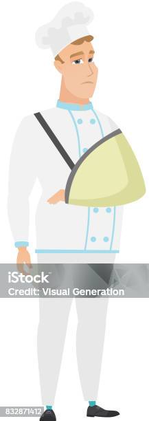 Hand Injured Cook Injured Chef Cook With Broken Arm Stock Illustration - Download Image ...