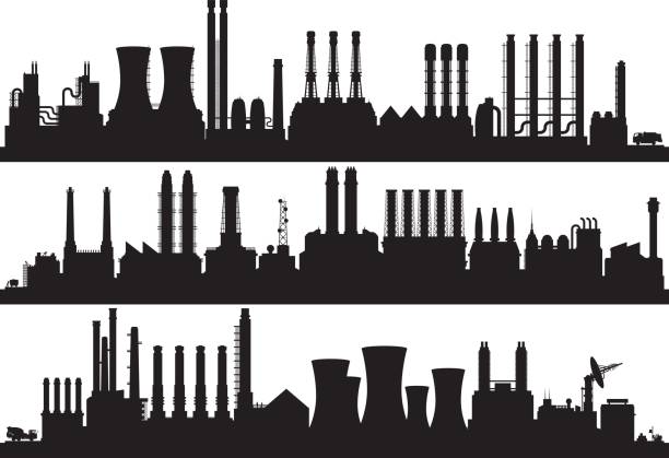 Factories (All Buildings are Separate and Complete) Factories. All buildings are separate and complete. industry silhouettes stock illustrations