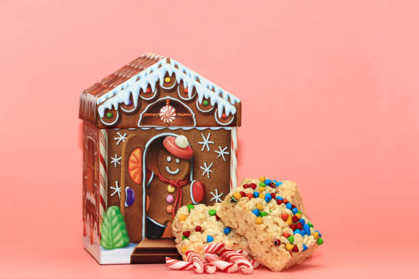 istock Gingerbead House with Candy Cane Pieces and Rice Krispies 833017626