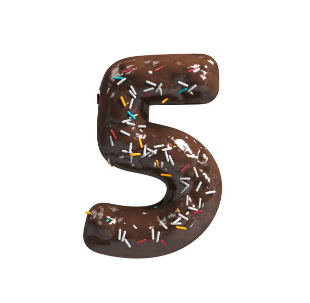 istock Chocolate Cake Donut Font with colorful sprinkles. Delicious Number 5 833018042