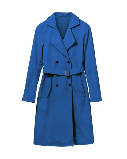 Navy blue elegant woman autumn coat isolated white