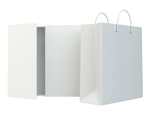 istock Empty Shopping Bags on white background for advertising and branding. 3d rendering 833024510