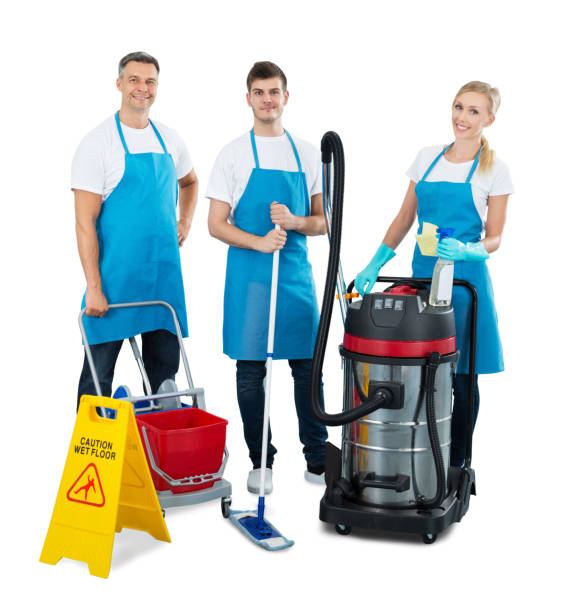 istock Group Of Janitors Standing On White Background 833063722