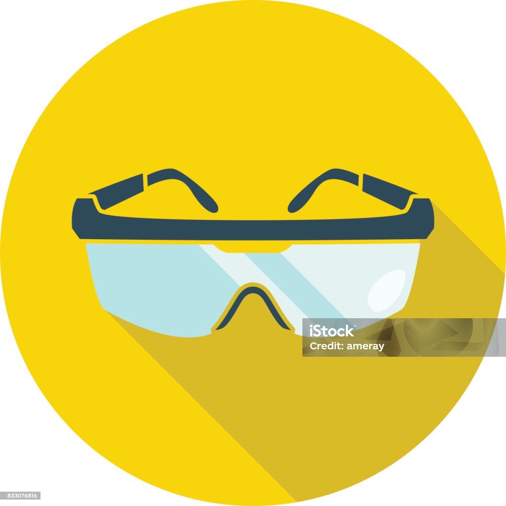 Goggles isolated on yellow background with a shadow underneath. Goggles isolated on yellow background with a shadow underneath. Flat styled vector illustration. Protective Eyewear stock vector