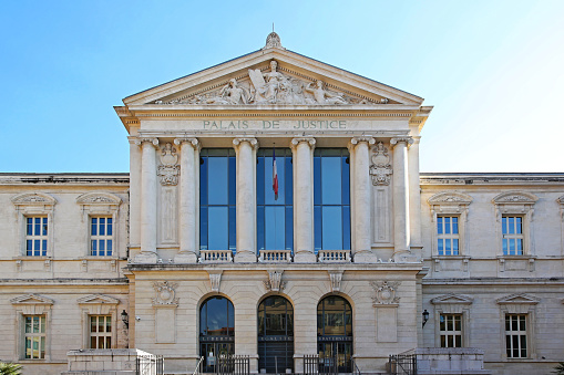 NICE, FRANCE - JANUARY 17: Palace de Justice in Nice on JANUARY 17, 2012. Courthouse Government  institution building in Nice, France.