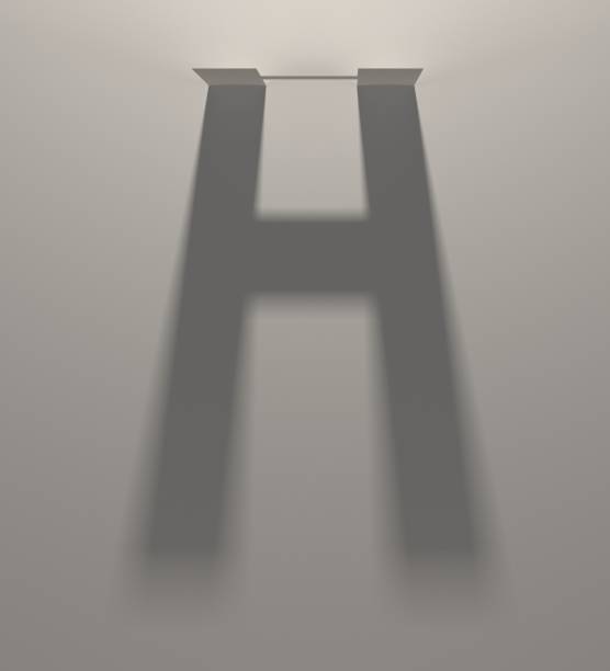 Long Dark Shadow Alphabet. Blurred Silhouette makes Letter H shape