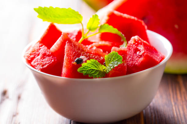 istock Watermelon fresh Wooden   background 833084918