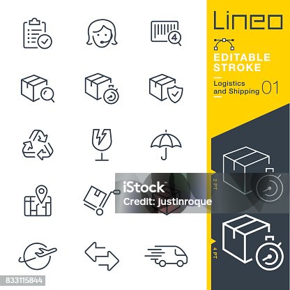 istock Lineo Editable Stroke - Logistics and Shipping line icons 833115844