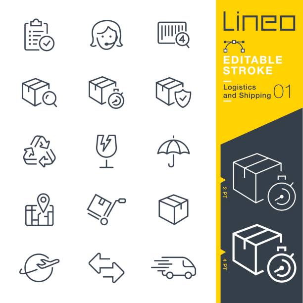 Lineo Editable Stroke - Logistics and Shipping line icons Vector Icons - Adjust stroke weight - Expand to any size - Change to any colour warehouse icons stock illustrations