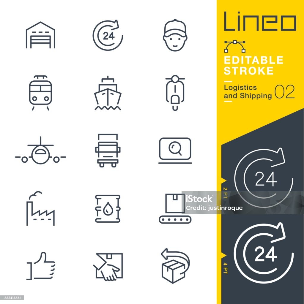 Lineo Editable Stroke - Logistics and Shipping line icons Vector Icons - Adjust stroke weight - Expand to any size - Change to any colour Icon Symbol stock vector
