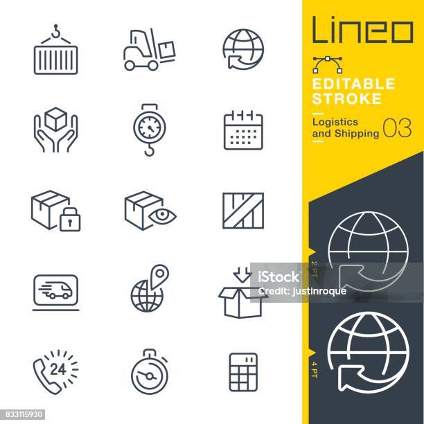 Lineo Editable Stroke Logistics And Shipping Line Icons Stock Illustration - Download Image Now