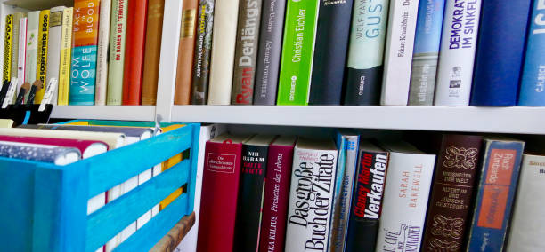istock Book shelves close up 833134220