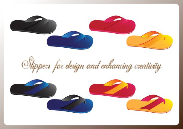 illustrations, cliparts, dessins animés et icônes de pantoufles pour la conception - summer flip flop clothesline fun