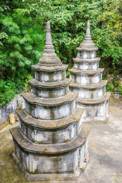 Architecture of pagoda in Ngu Hanh Son mountain. Da Nang Vietnam