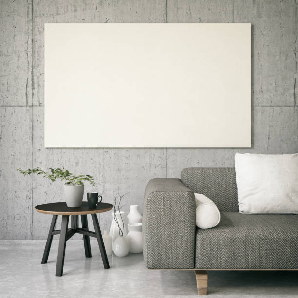 Canvas on Living Room's Wall Empty canvas in living room artists canvas photos stock pictures, royalty-free photos & images