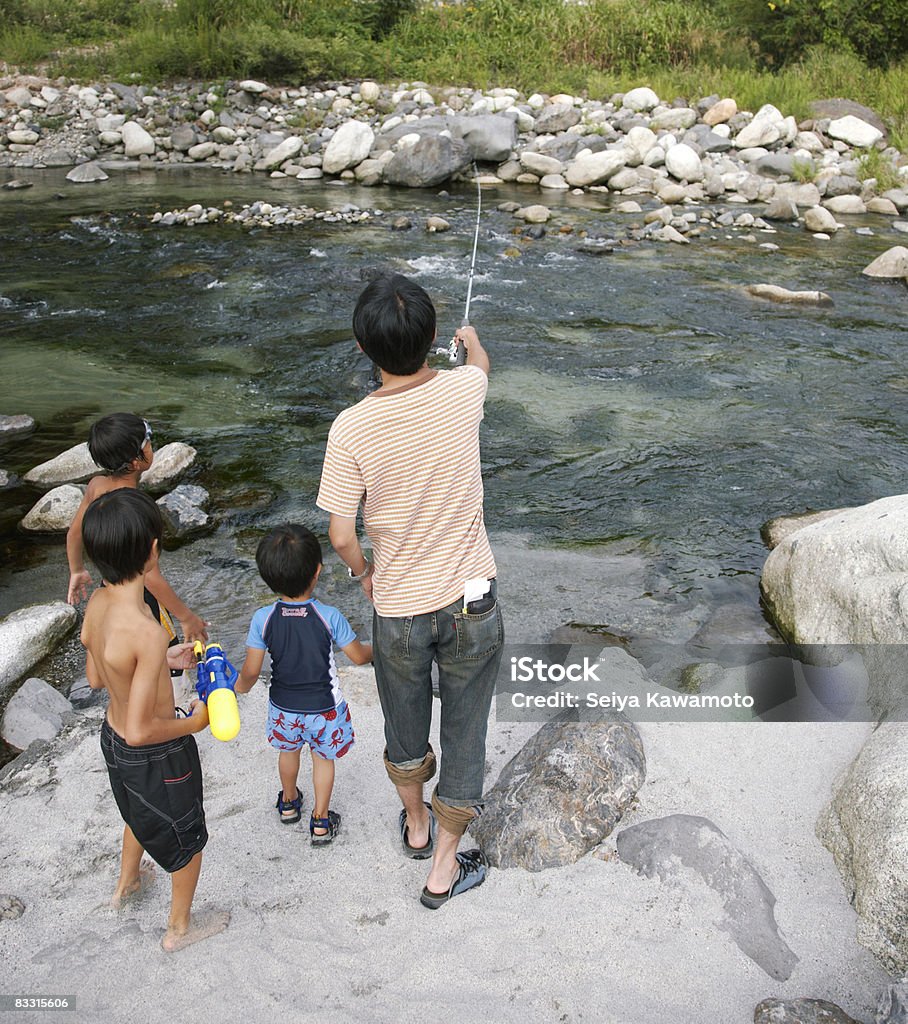 Mature Man And Kids Fishing Stock Photo - Download Image Now - 2-3 Years,  40-44 Years, 8-9 Years - iStock
