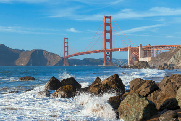 istock Golden Gate Bridge San Francisco panorama with blue sky 833167512