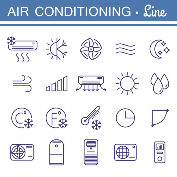 illustrations, cliparts, dessins animés et icônes de simple jeu d’icônes vectorielles air conditionné pour votre conception. - grille à pâtisserie