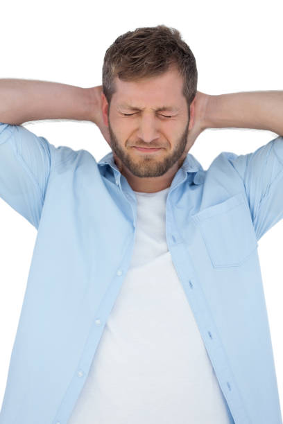 istock Trendy model having a painful neck and closing eyes 833174584