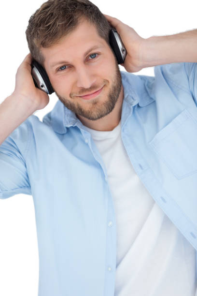 istock Cool trendy model listening to music 833174682