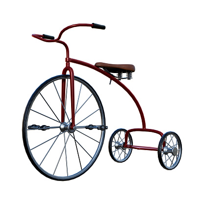 3D rendering of a retro tricycle isolated on white background
