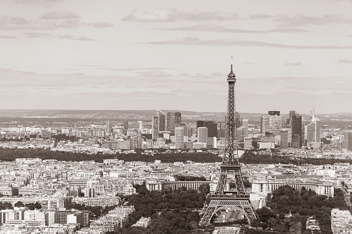 The Eiffel tower in a late afternoon scene. The ever famous tower in Paris France