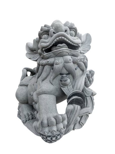istock Chinese lion sculpture isolated 833217728