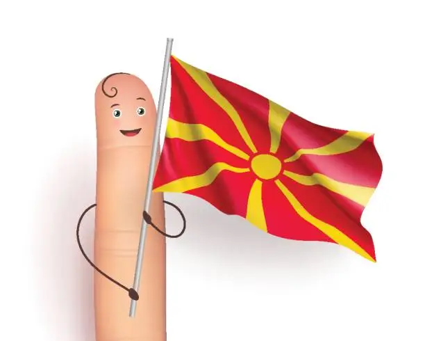 Vector illustration of Macedonia flag at finger man