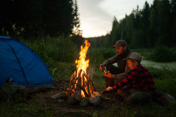 istock Father and son camping together 833226714