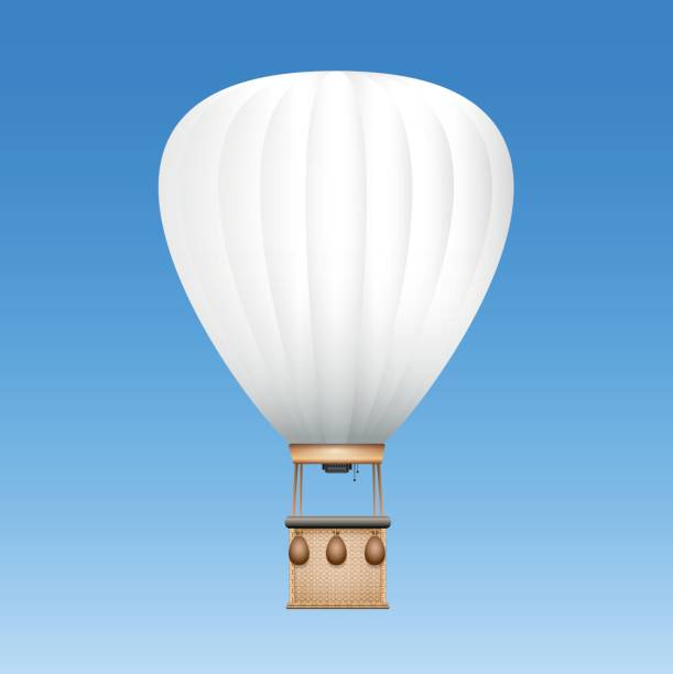 istock Captive balloon with white surface to be used as advertising space for text, images or your company logo - vector illustration on blue sky background. 833227088