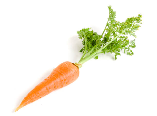 istock Carrot vegetable with leaves isolated on white background 833236758