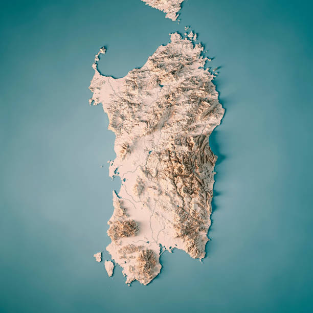 istock Sardinia Island Italy 3D Render Topographic Map Neutral 833241406
