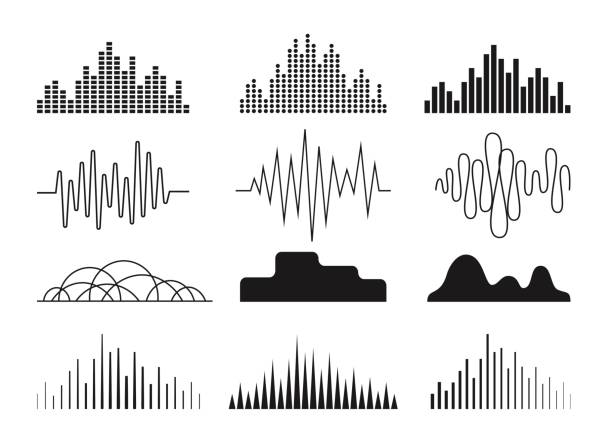 ilustrações de stock, clip art, desenhos animados e ícones de sound waves icons set. - spectrum rainbow backgrounds disco