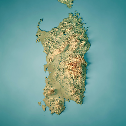 Mapa topográfico de la isla de Cerdeña Italia Render 3D photo