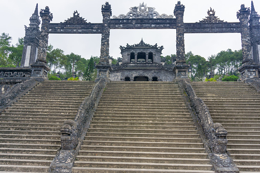 The gate of Khai Dinh tomb in Hue Vietnam