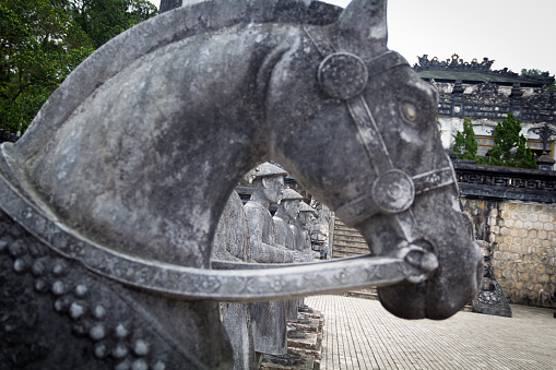 Statue horses in Khai Dinh tomb at Hue Vietnam