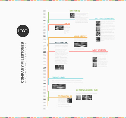 Timeline Multi Row Vector Infographic Multi Timeline Report Template Stock Illustration ...