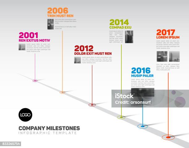 Infographic Timeline Template With Pointers And Photos Stock Illustration - Download Image Now