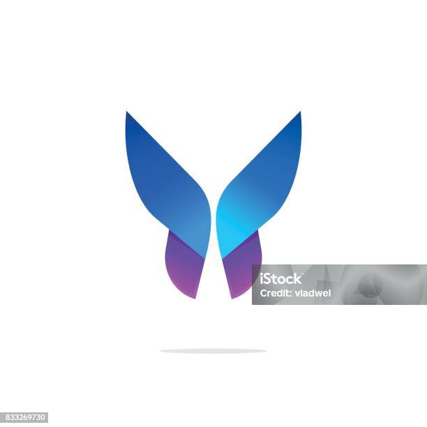 Butterfly Colorful Icon Template With Gradient On Wings Stock Illustration - Download Image Now