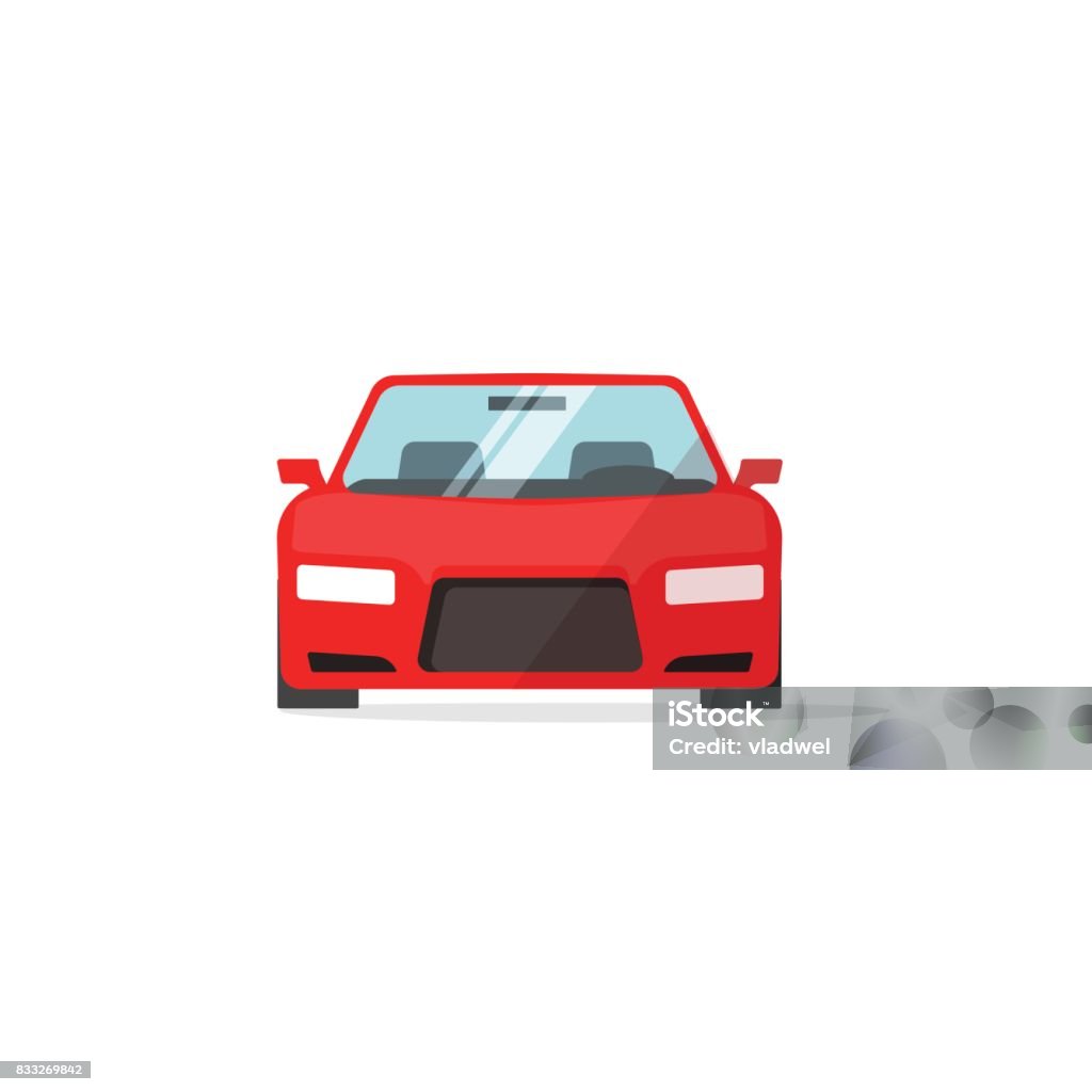 Auto-Symbol rot Vektor, Auto isoliert, Automobil Vorderansicht - Lizenzfrei Auto Vektorgrafik
